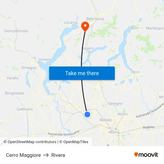 Cerro Maggiore to Rivera map
