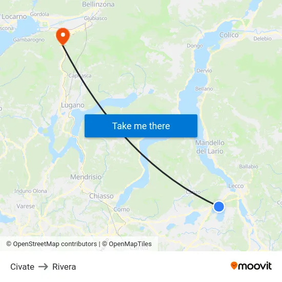 Civate to Rivera map