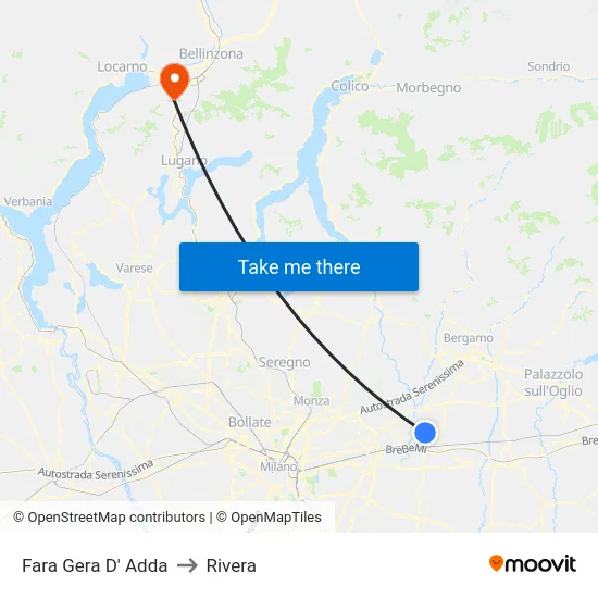 Fara Gera D' Adda to Rivera map