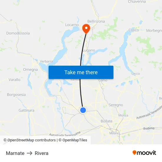 Marnate to Rivera map