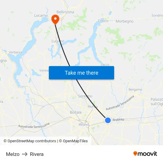 Melzo to Rivera map