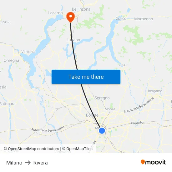 Milan to Rivera map