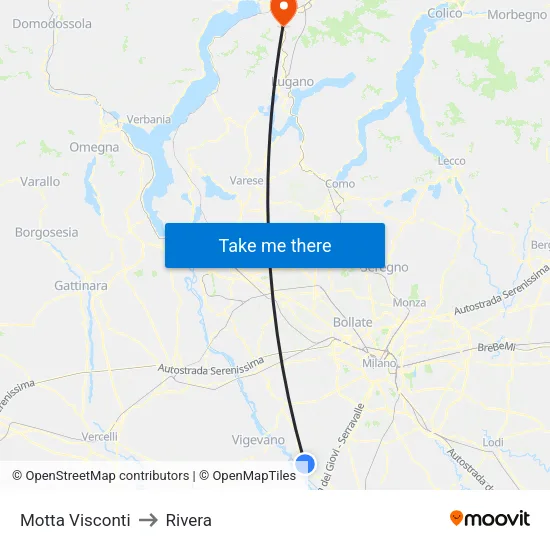 Motta Visconti to Rivera map
