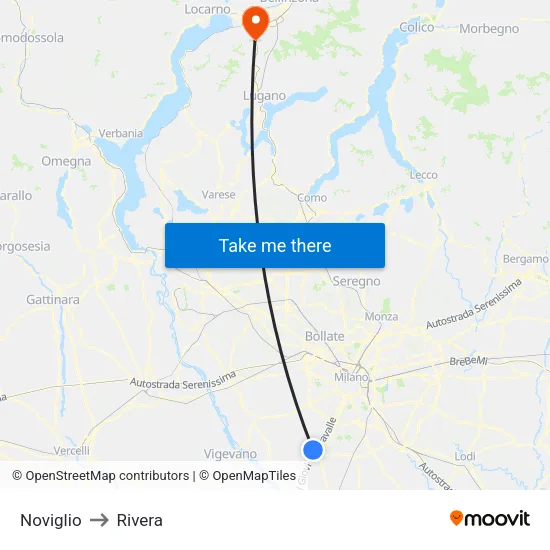 Noviglio to Rivera map