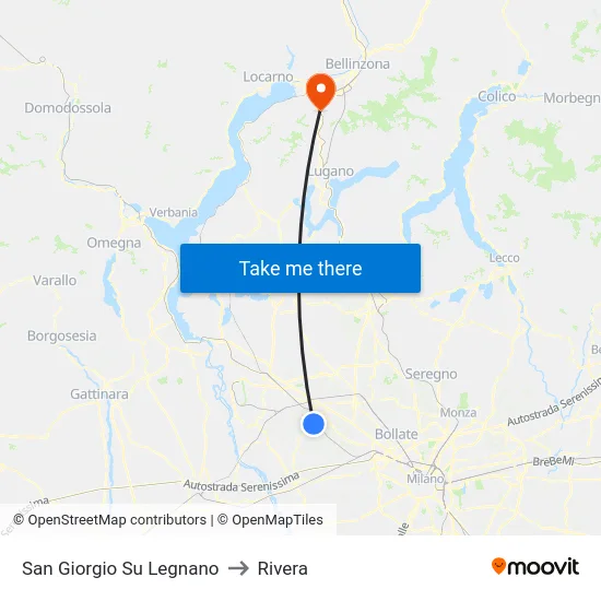 San Giorgio Su Legnano to Rivera map