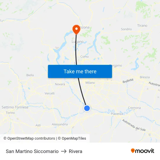 San Martino Siccomario to Rivera map