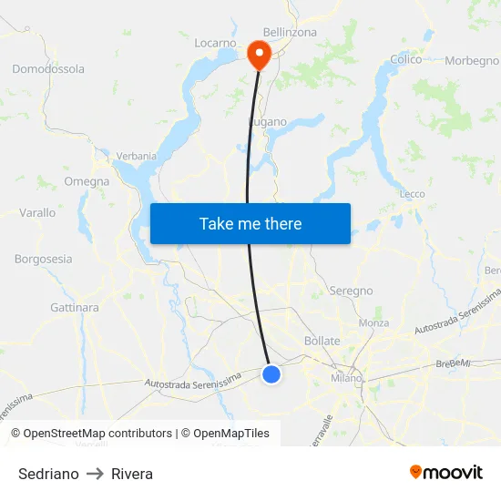 Sedriano to Rivera map