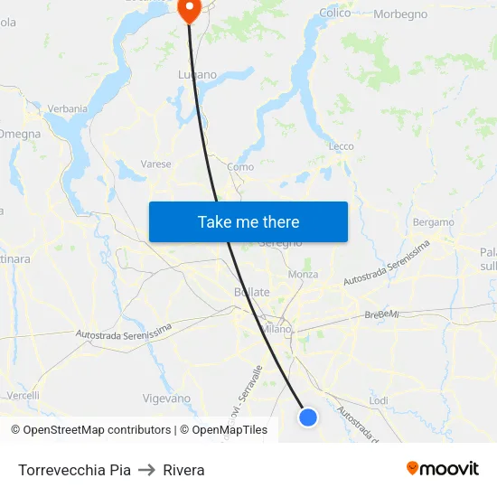 Torrevecchia Pia to Rivera map