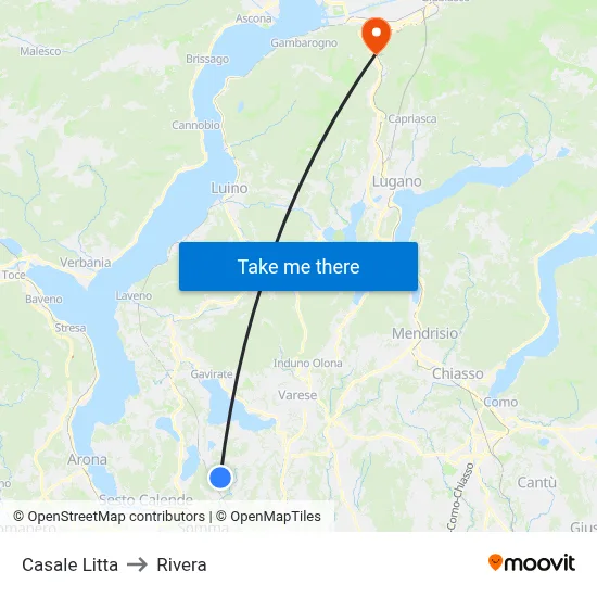 Casale Litta to Rivera map