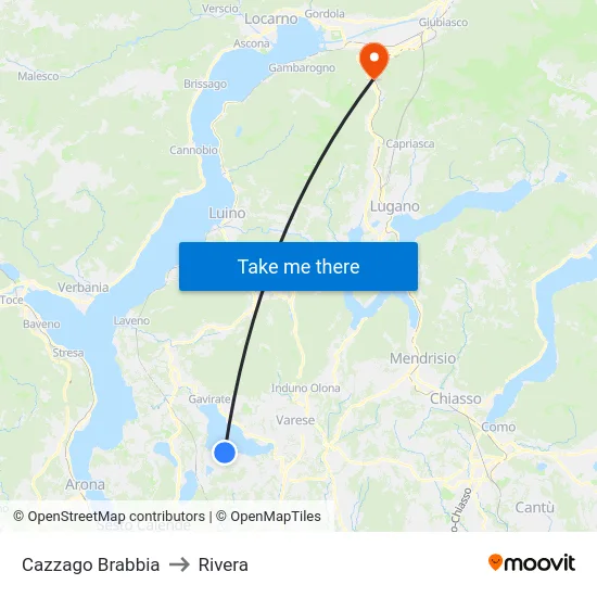 Cazzago Brabbia to Rivera map