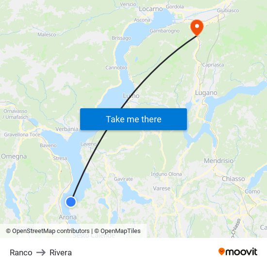 Ranco to Rivera map