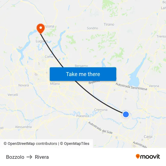 Bozzolo to Rivera map