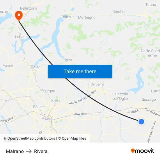 Mairano to Rivera map
