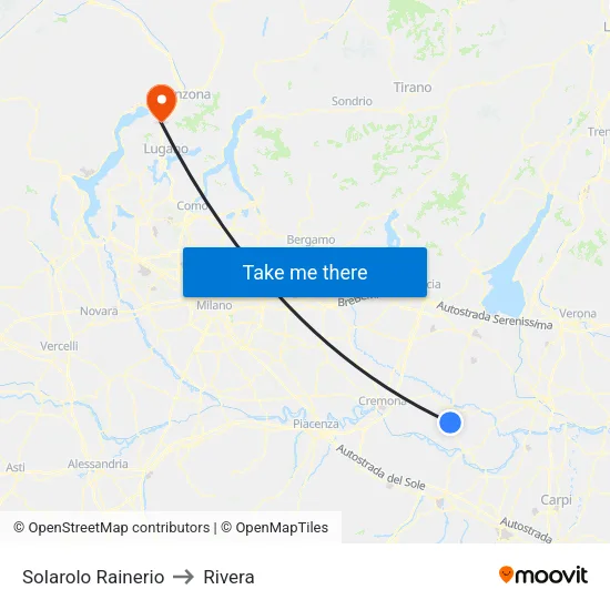 Solarolo Rainerio to Rivera map