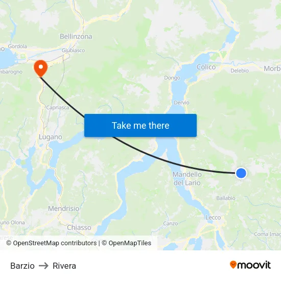 Barzio to Rivera map