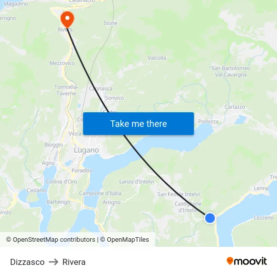 Dizzasco to Rivera map