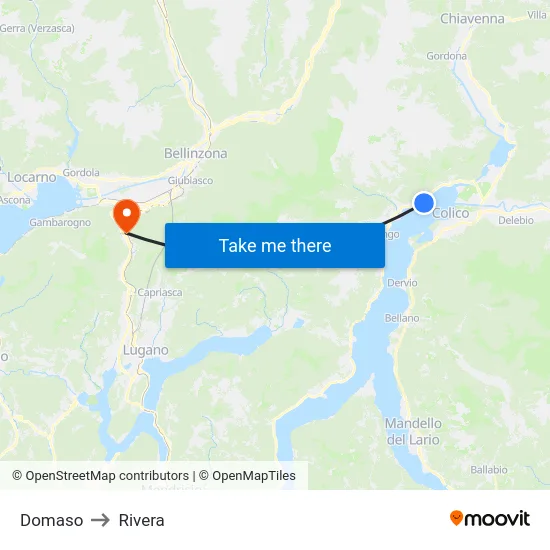 Domaso to Rivera map