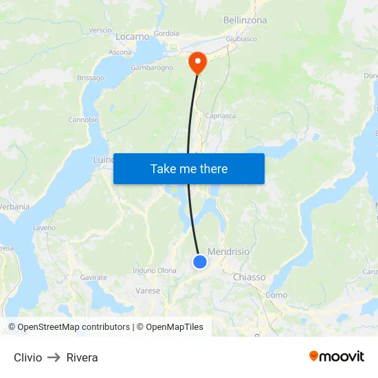 Clivio to Rivera map