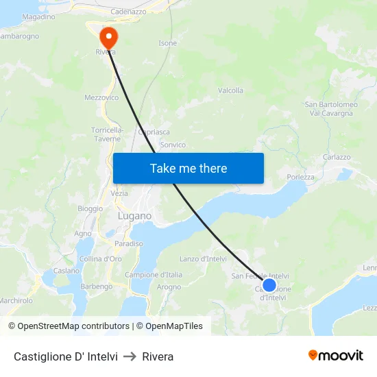 Castiglione d'Intelvi to Rivera map