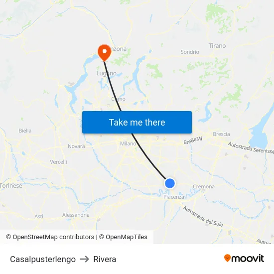 Casalpusterlengo to Rivera map
