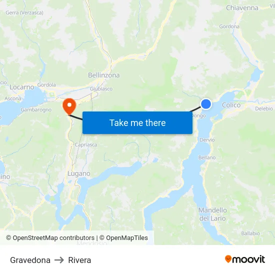 Gravedona to Rivera map