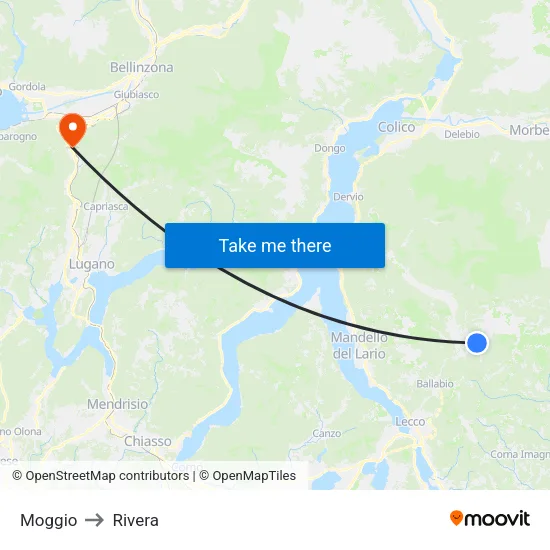 Moggio to Rivera map