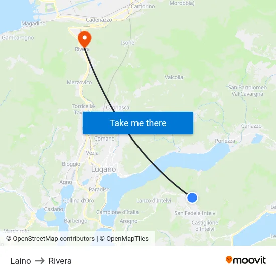 Laino to Rivera map