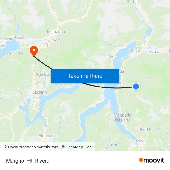 Margno to Rivera map
