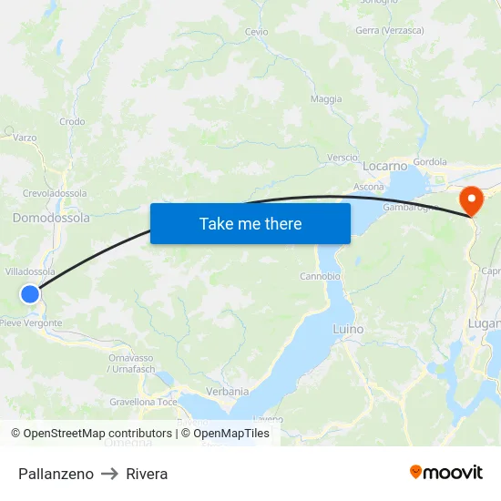 Pallanzeno to Rivera map