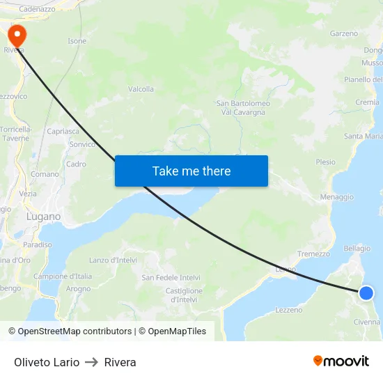 Oliveto Lario to Rivera map