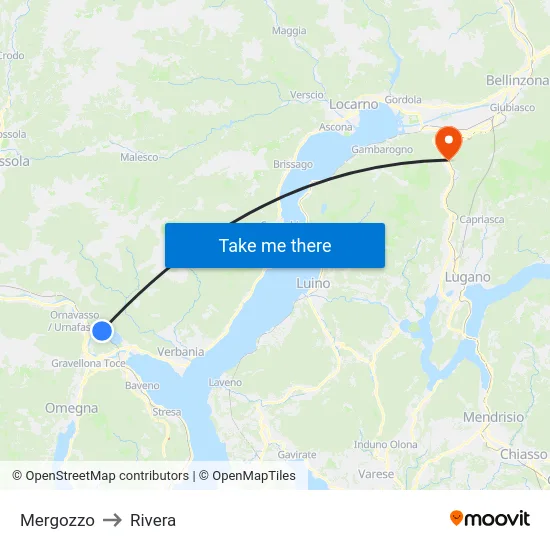 Mergozzo to Rivera map