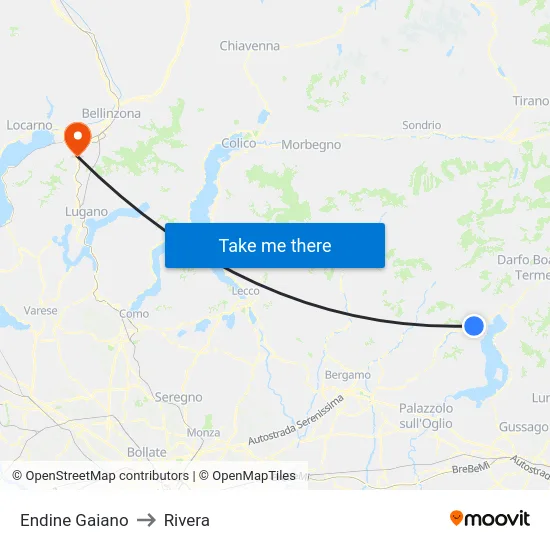 Endine Gaiano to Rivera map