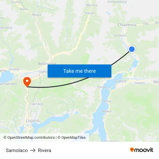 Samolaco to Rivera map
