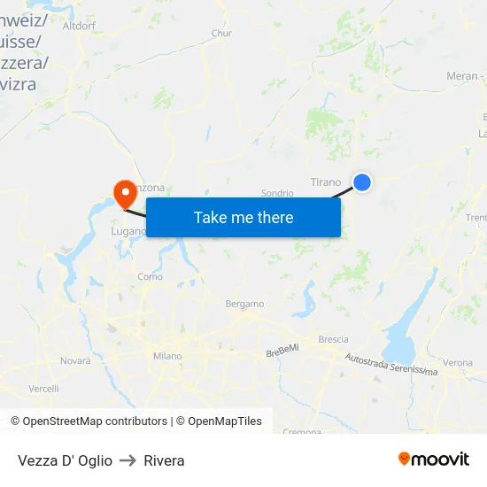 Vezza D' Oglio to Rivera map