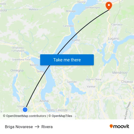 Briga Novarese to Rivera map