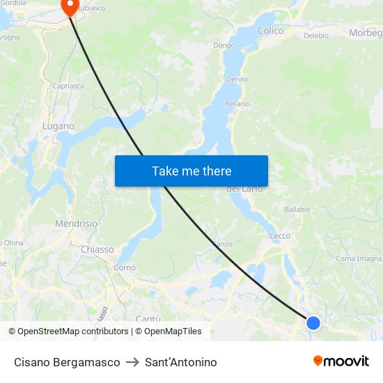 Cisano Bergamasco to Sant’Antonino map