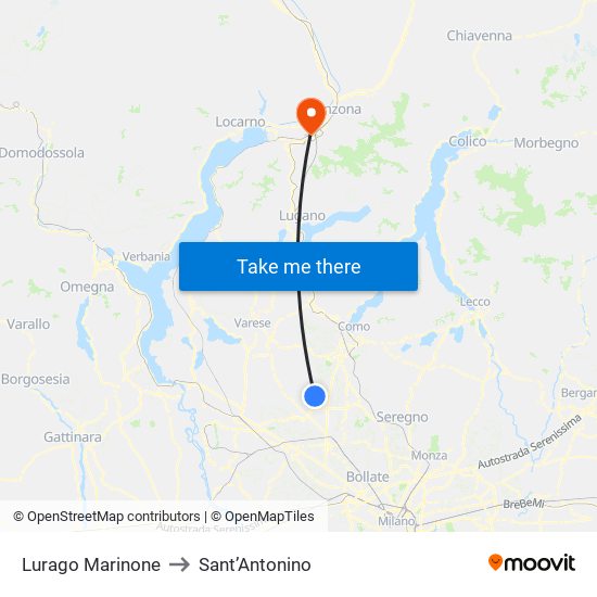 Lurago Marinone to Sant’Antonino map