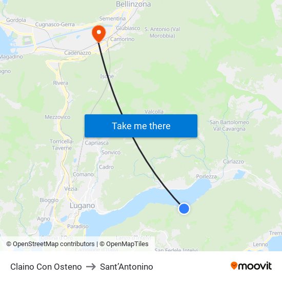 Claino Con Osteno to Sant’Antonino map