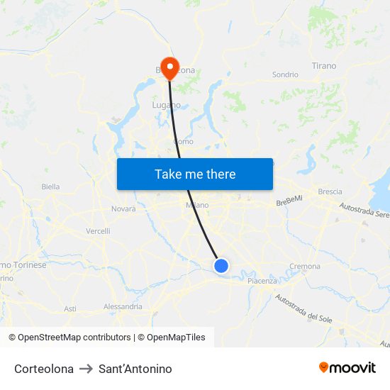 Corteolona to Sant’Antonino map