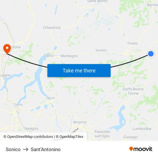 Sonico to Sant’Antonino map