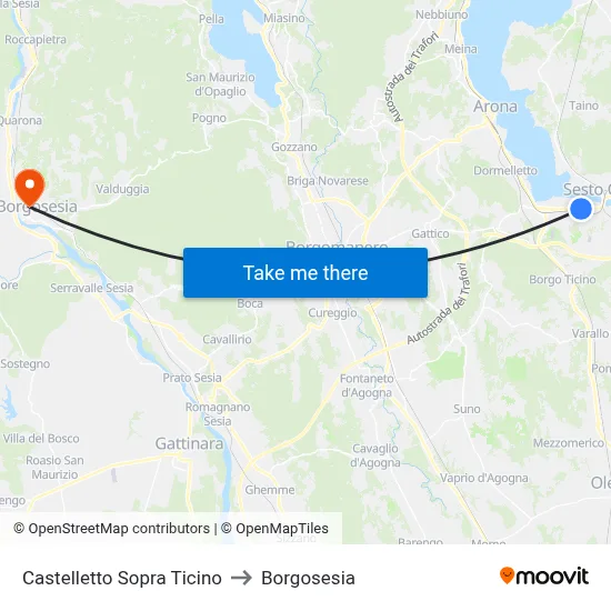 Castelletto Above Ticino to Borgosesia map