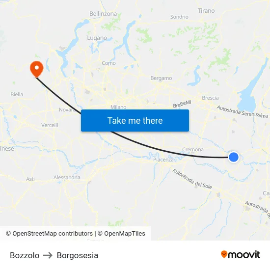 Bozzolo to Borgosesia map