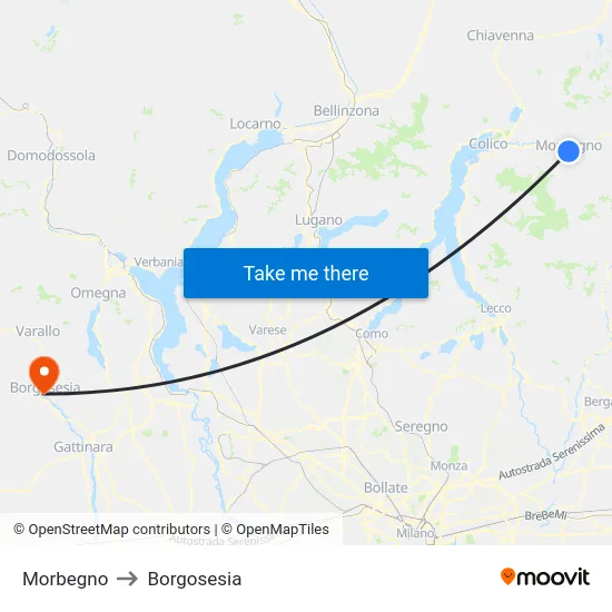 Morbegno to Borgosesia map
