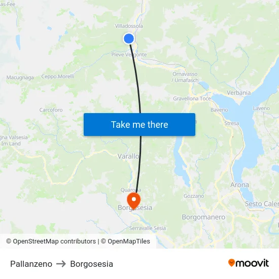 Pallanzeno to Borgosesia map