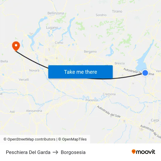 Peschiera Del Garda to Borgosesia map