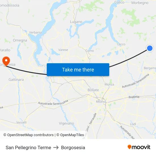 San Pellegrino Terme to Borgosesia map