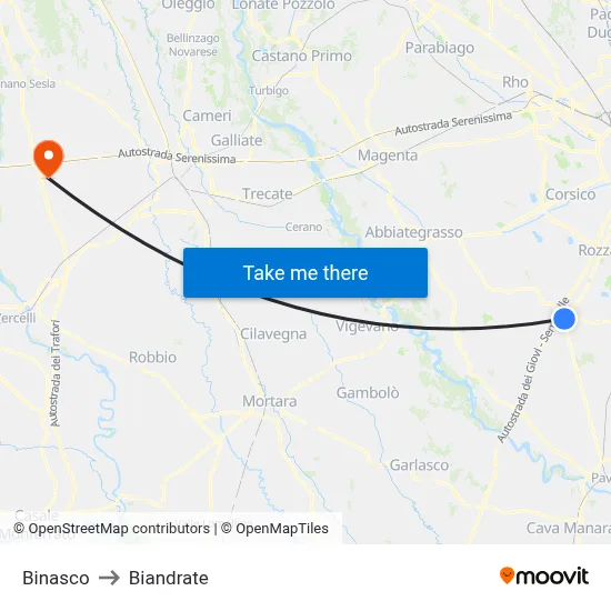 Binasco to Biandrate map