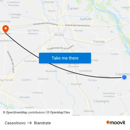 Cassolnovo to Biandrate map