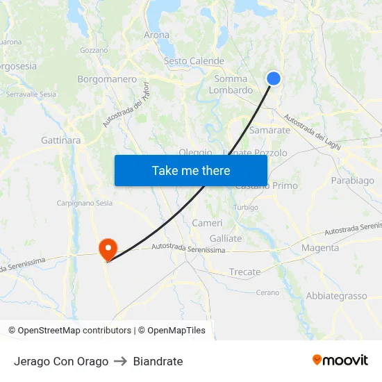 Jerago con Orago to Biandrate map