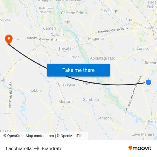 Lacchiarella to Biandrate map
